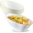 thumbnail image 1 of PLASTICPRO Angled White Plastic Serving Bowls Gold Rim Plasticware Disposable Bowls, 4 pack, 1 of 7