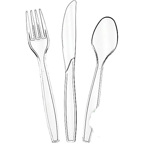 200 Count Clear Plastic Spoons, Heavy Weight Disposable Spoons Cutlery  Plastic Utensils, Clear Plastic Silverware Bulk