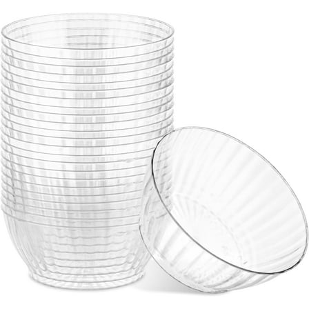 PLASTICPRO Clear Plastic Dessert Bowls 6 oz Plastic Silverware for Party Supplies, 30 Pack