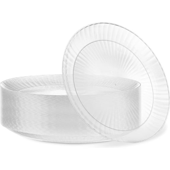 PLASTICPRO Clear Plastic Dessert Bowls 9 oz Plastic Silverware for Party Supplies, 60 Pack