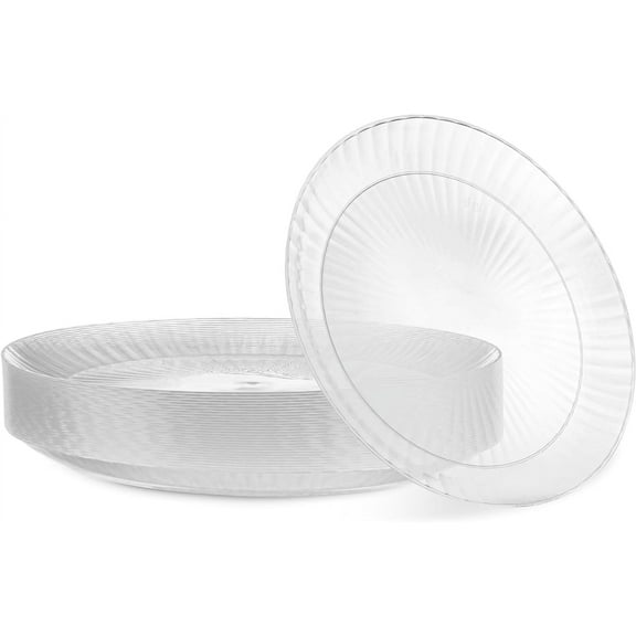 PLASTICPRO Clear Plastic Dessert Plates 6” Plastic Silverware for Party Supplies, 30 pcs