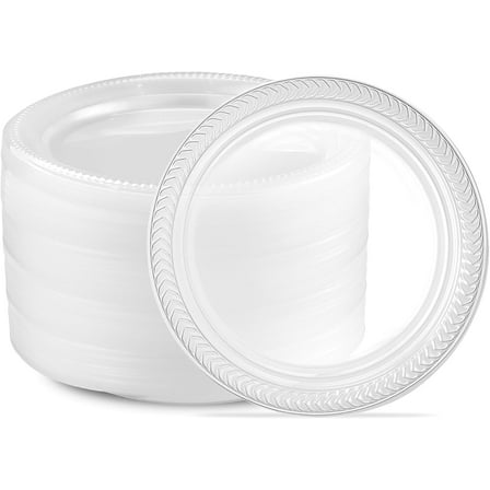 PLASTICPRO Clear Plastic Plates 7” Disposable Plates for Party, BBQ and Events, 160 Pack