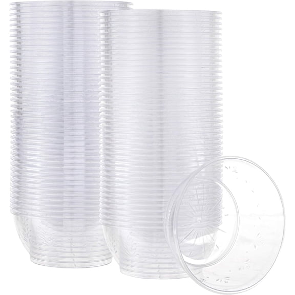 PLASTICPRO Clear Plastic Serving Bowls 6 oz Plastic Dessert Cups, 100-Pieces