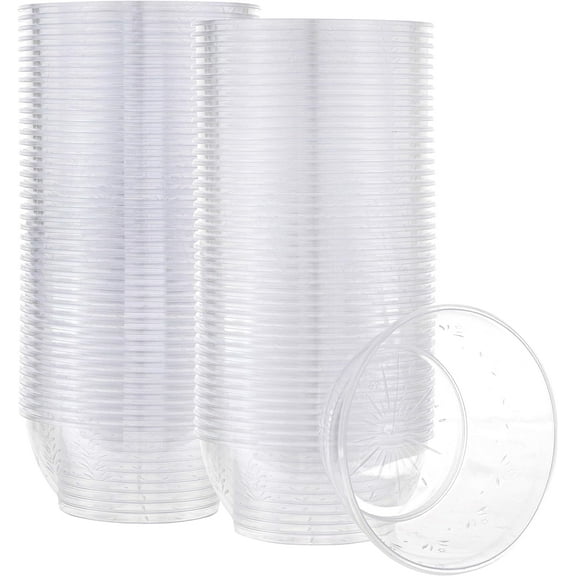 PLASTICPRO Clear Plastic Serving Bowls 6 oz Plastic Dessert Cups, 100-Pieces