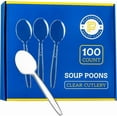 thumbnail image 1 of PLASTICPRO Clear Plastic Soup Spoons Heavy Duty Disposable Silverware, 100-Pack, 1 of 9