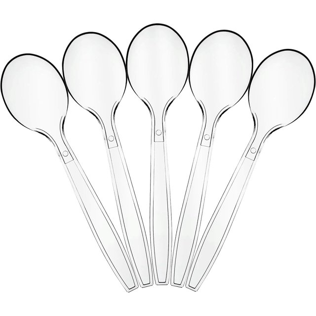 PLASTICPRO Clear Plastic Soup Spoons Heavy Duty Disposable Silverware
