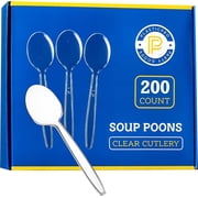 PLASTICPRO Clear Plastic Soup Spoons Heavy Duty Disposable Silverware, 200-Pack