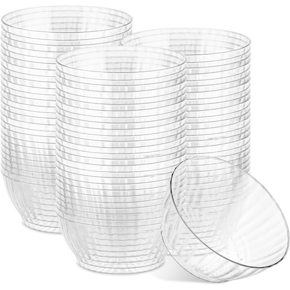 PLASTICPRO Crystal Clear Plastic Bowls 10 oz Disposable Bowls Plastic Silverware, 100 Pack