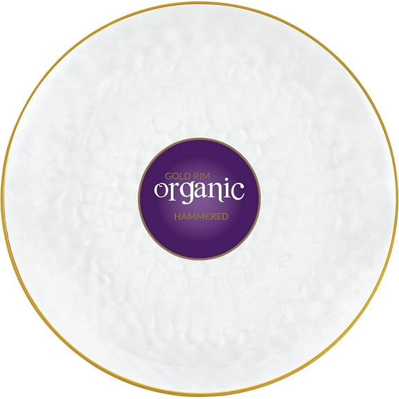 PLASTICPRO Disposable Hammered 30 Plastic Plates with Gold Trim Fancy Dinner Plate, Clear 10”