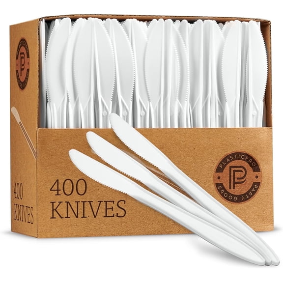 PLASTICPRO Disposable Plastic Knives Mediumweight Cutlery Utensils, 800 Pack