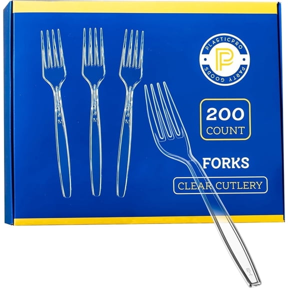 PLASTICPRO Disposable Plastic Knives Silverware Heavyweight Utensils, Clear, Pack of 200
