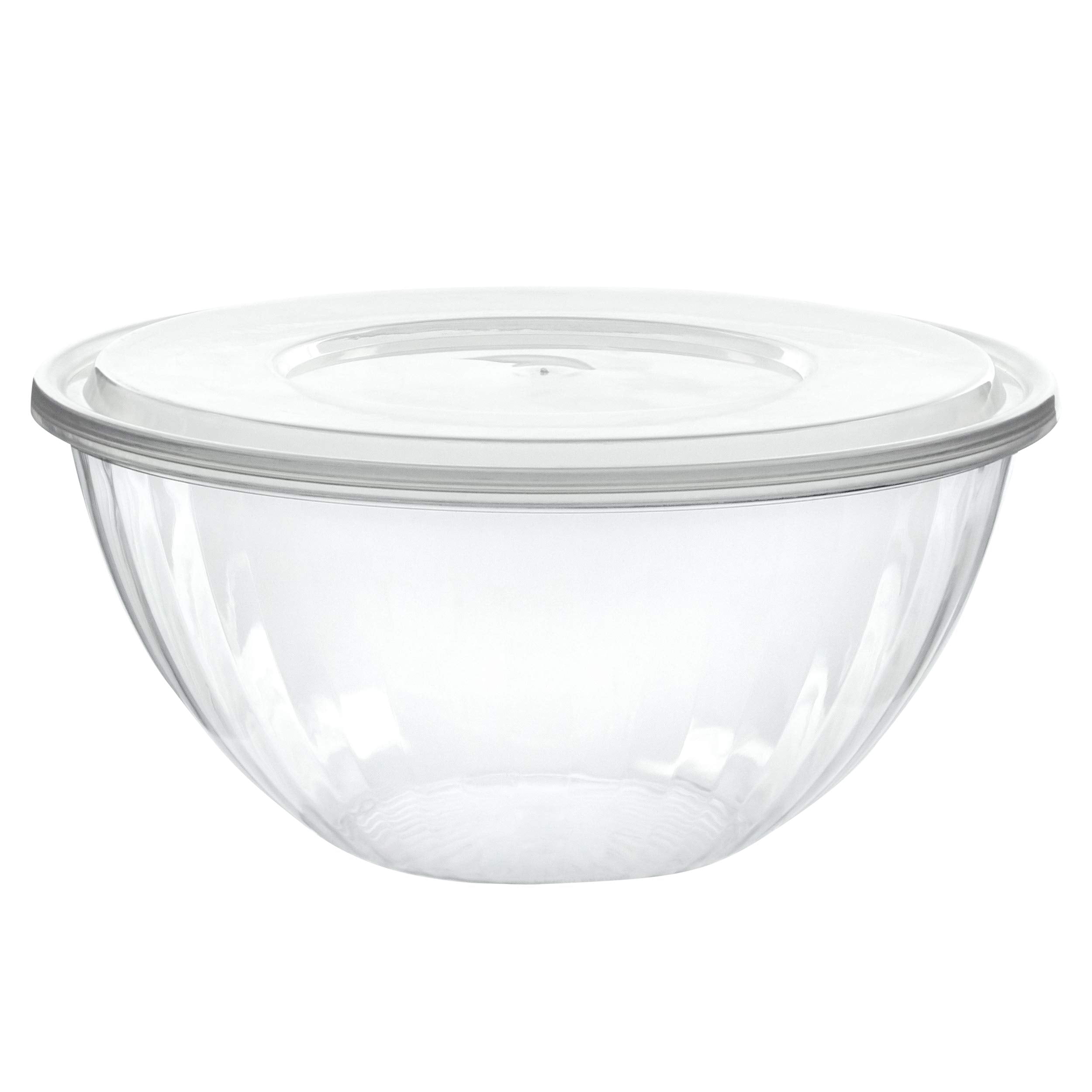 PLASTICPRO Disposable Round Crystal Clear Serving Bowls With Lids Party