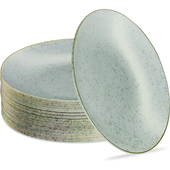 PLASTICPRO Granite Plastic Dinner Plates 9” Elegant Plastic Plates Party Supplies, 30-Pack