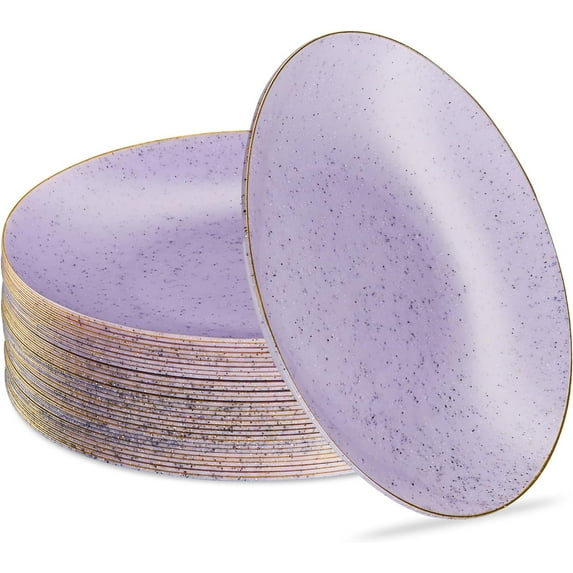 PLASTICPRO Granite Plastic Dinner Plates 9” Elegant Plastic Plates Party Supplies, 30-Pack