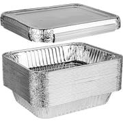 PLASTICPRO Heavy Duty Aluminum Foil Pans with Lids 9 x13  Aluminum Tin Foil Pans, 25 Pack