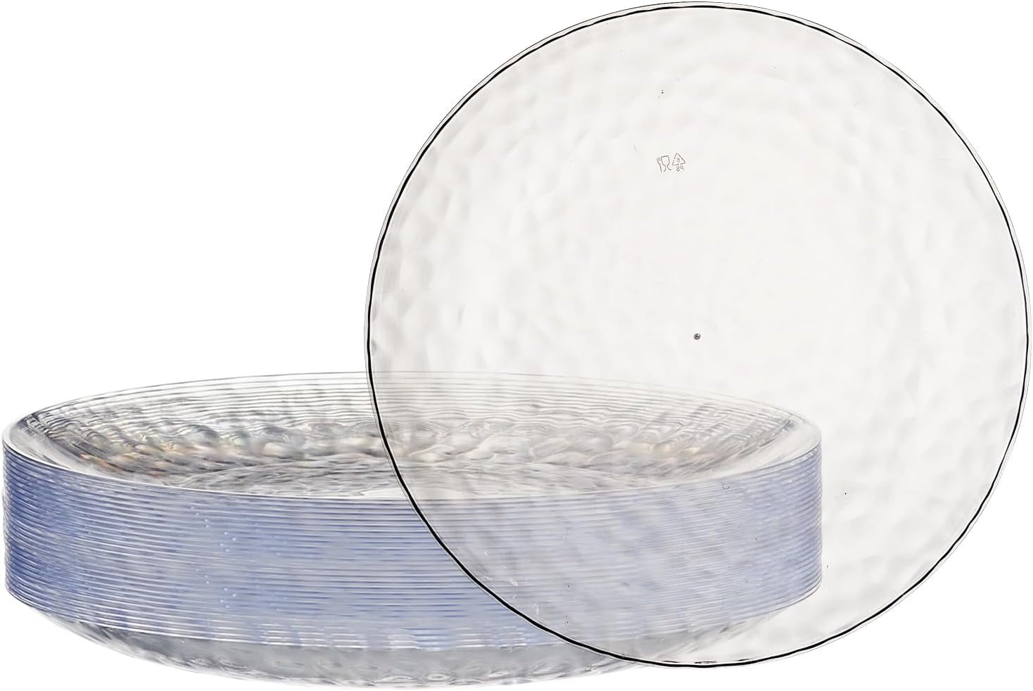Hammered Clear 7'' Round Disposable Plastic Party Plates