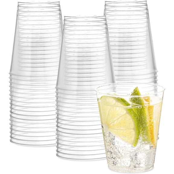 PLASTICPRO Plastic Cups for Party 7 oz Plastic Tumblers Clear Disposable Cups, 50 Pack