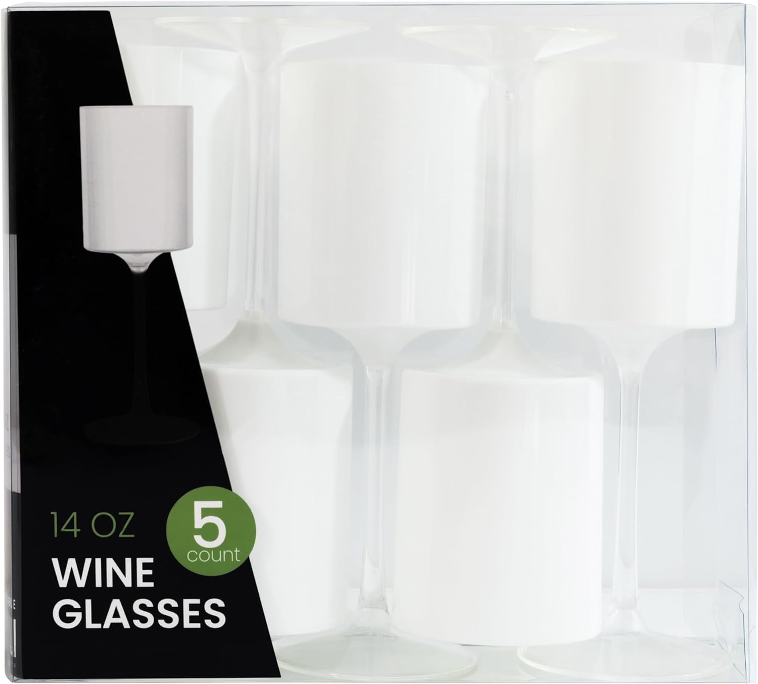 PLASTICPRO Plastic Wine Glasses Disposable 14 oz Plastic Cocktail Cups, 10  Pack