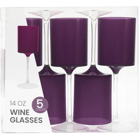 PLASTICPRO Plastic Wine Glasses Disposable 14 oz Plastic Cocktail Cups, 10 Pack