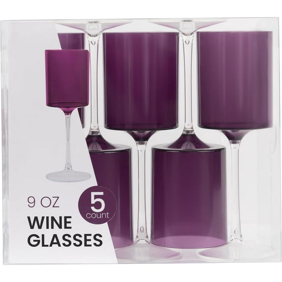 PLASTICPRO Plastic Wine Glasses Disposable 9 oz Plastic Cocktail Cups, 10 Pack