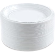 PLASTICPRO Round Disposable and Microwavable Party Plates, 6", 100 Count