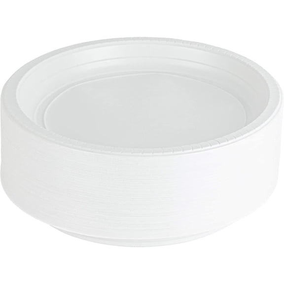 PLASTICPRO Round Plastic Plates Disposable and Microwavable Dinner Plate for Party, 10-inch 200-pack