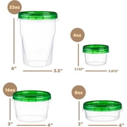PLASTICPRO Twist Cap Plastic Containers with Lids Stackable Meal Prep Containers Reusable, Green Lid 6 Pack