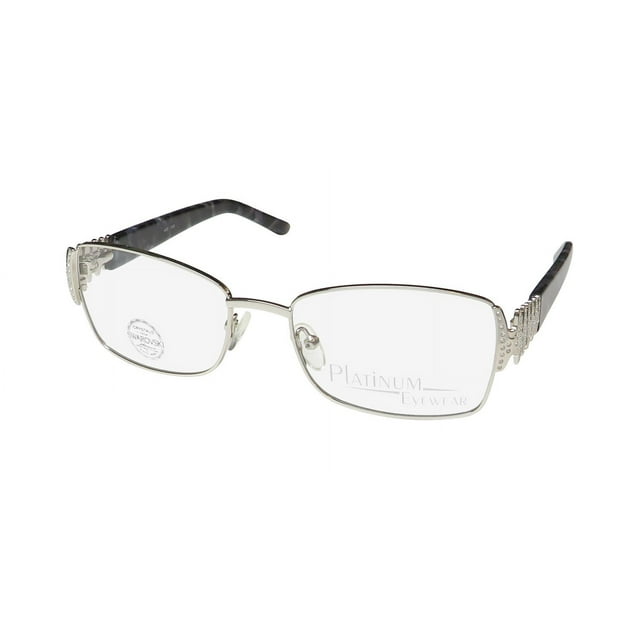 PLATINUM 445 EYEGLASS FRAME/GLASSES GENUINE CRYSTALS FROM SWAROVSKI ON