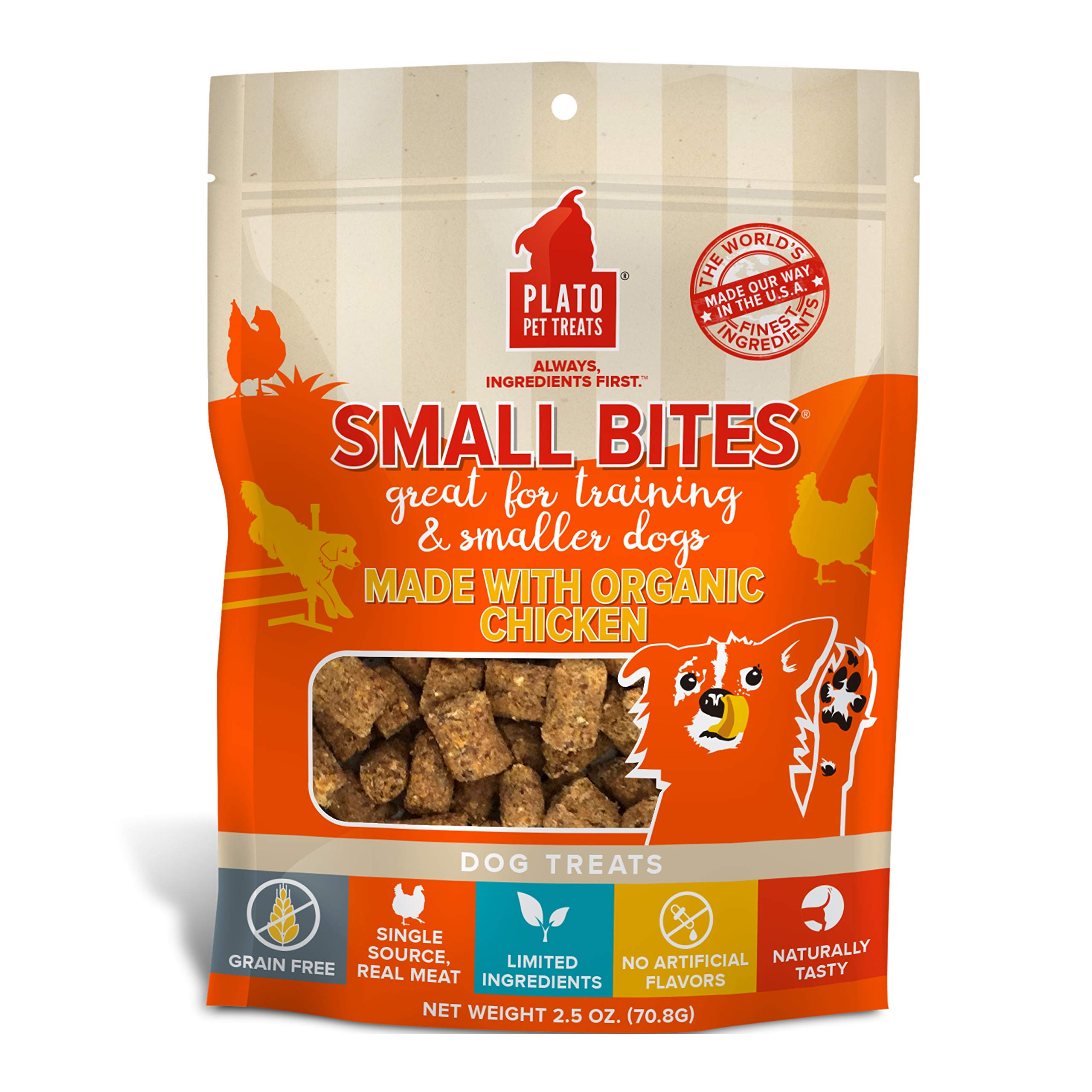 PLATO Small Bites Dog OIF8 Treats, Natural Bite Sized Real Meat