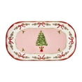 thumbnail image 1 of Holiday Time Ceramics Pink/Red Christmas Tree Platter, 1 of 5