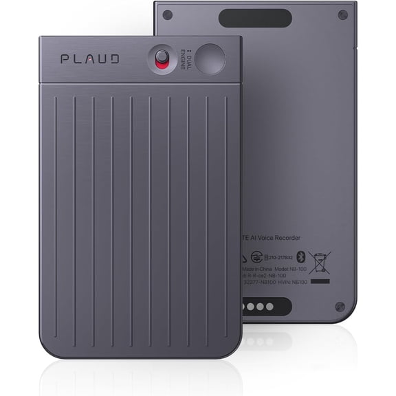 PLAUD NOTE AI Voice Recorder, App Control, Transcribe & Summarize, 112 Languages, Audio Recorder for Lecture/Meeting/Call, 30H Continious Record, 30g