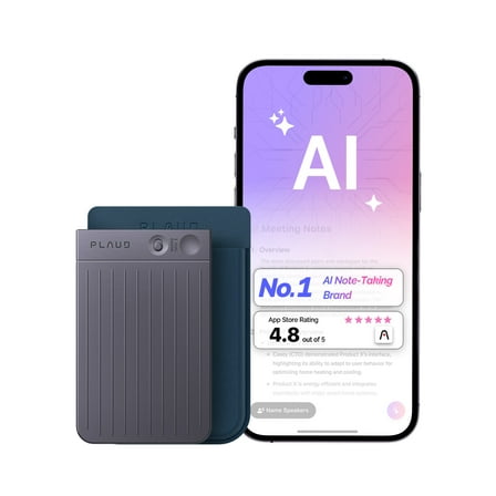 PLAUD NOTE AI Voice Recorder, App Control, Transcribe & Summarize, 112 Languages, Audio Recorder for Lecture/Meeting/Call, 30H Continious Record, 30g