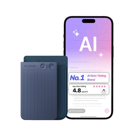 PLAUD NOTE AI Voice Recorder, App Control, Transcribe & Summarize, 112 Languages, Audio Recorder for Lecture/Meeting/Call, 30H Continious Record, 30g