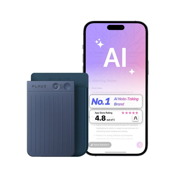 PLAUD NOTE AI Voice Recorder, App Control, Transcribe & Summarize, 112 Languages, Audio Recorder for Lecture/Meeting/Call, 30H Continious Record, 30g