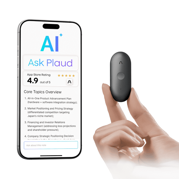 PLAUD NotePin S Smart Wearable Voice Recorder – AI Transcription & Summaries, App-Controlled, 300 Free Mins/Month, 64GB, 112 Languages, for Meetings & Interviews, Silver