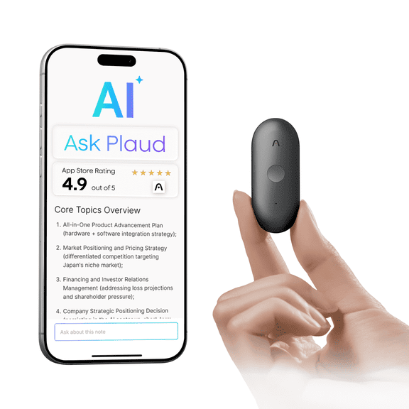 Plaud NotePin S Wearable AI Voice Recorder, Transcribe & Summarize, Black