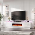 thumbnail image 1 of PLAUIN 2-Tier Fireplace TV Stand with 40" Fireplace, 80" Entertainment Center, White, 1 of 6