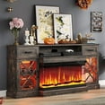 thumbnail image 1 of PLAUIN Farmhouse LED Fireplace TV Stand, 70" Large Entertainment Center, Dark Oak Wood, 1 of 6