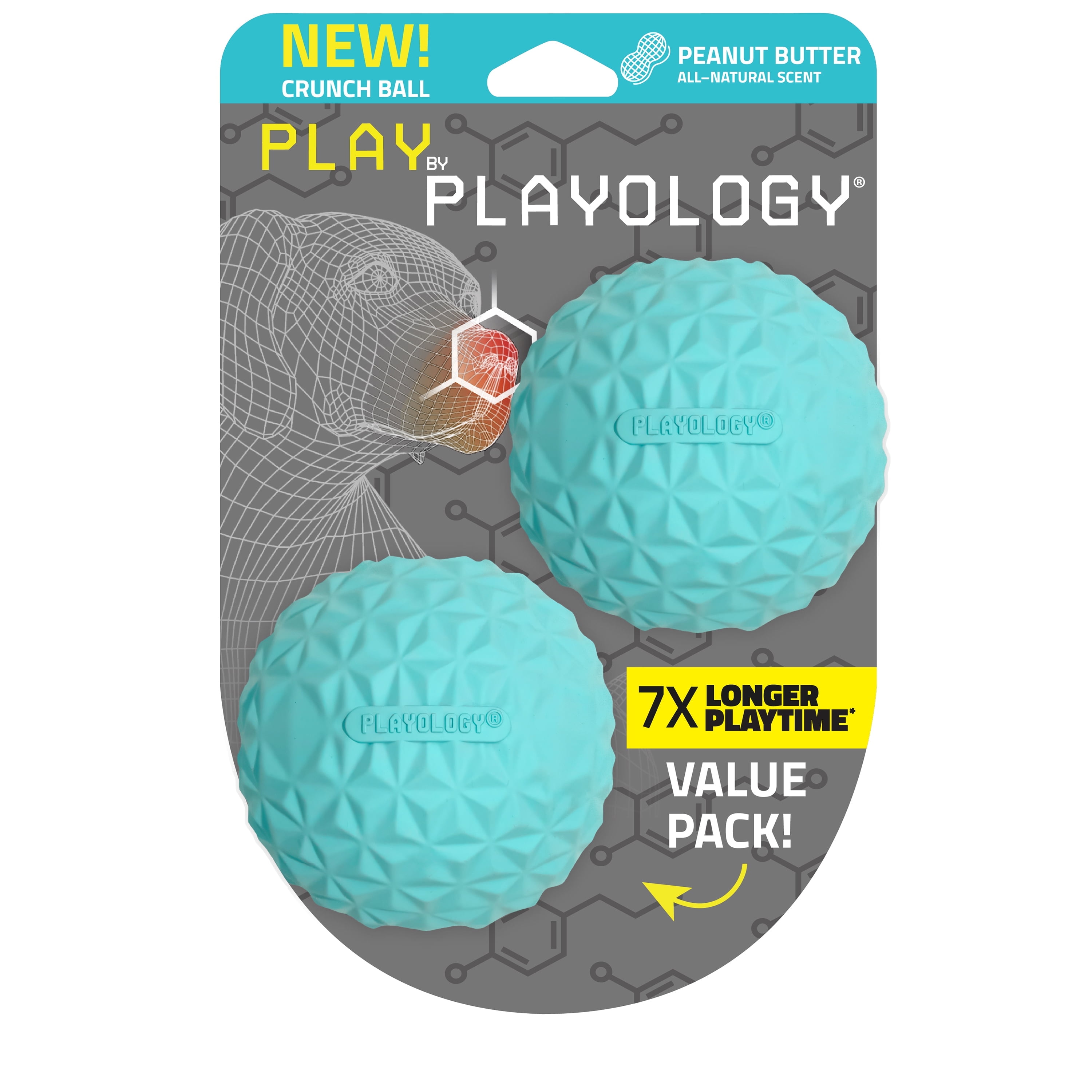 Play by Playology Dog Toys | Interactive Dog Balls | Crunchy Ball Toy 2-Pack