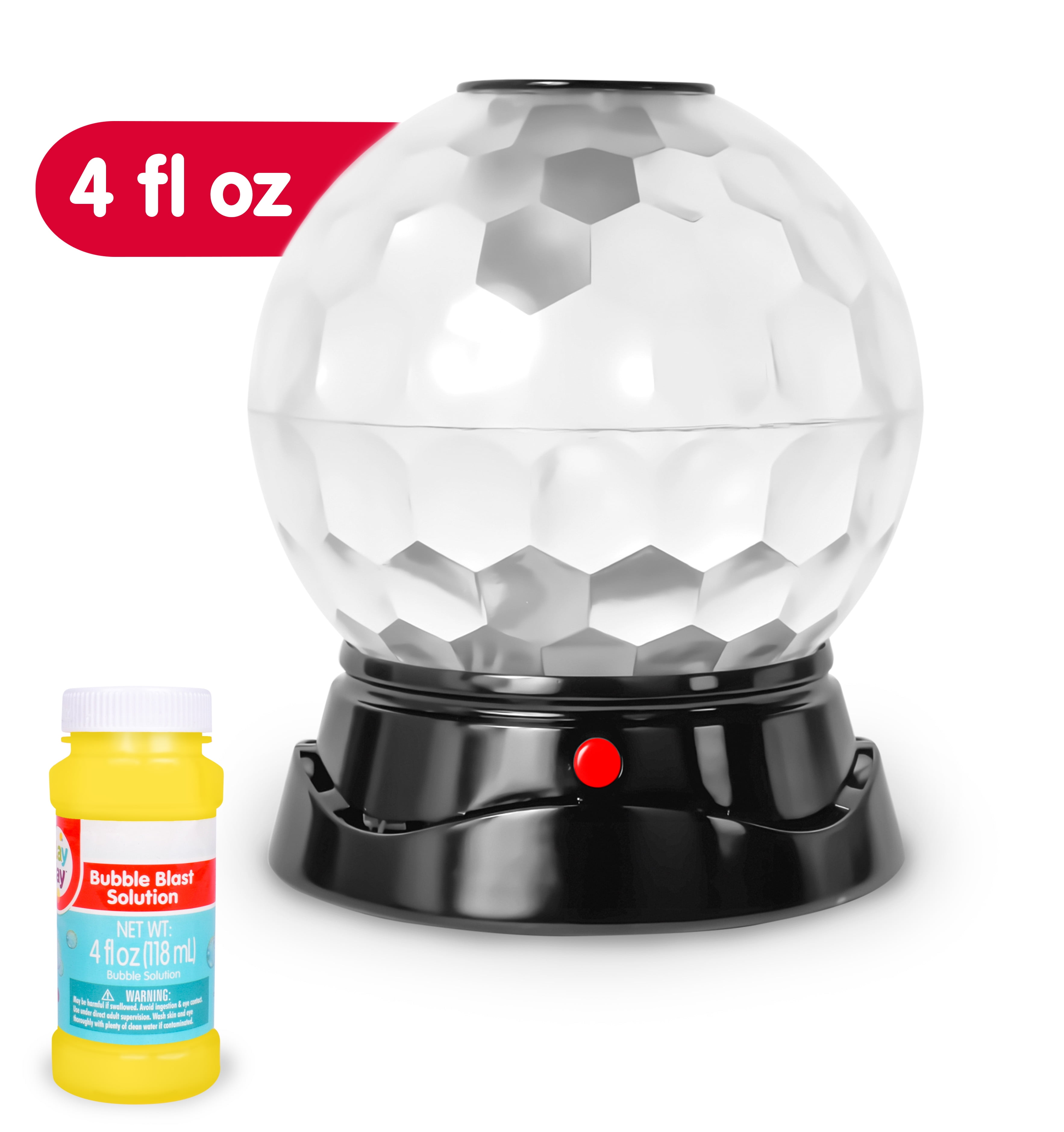 Play Day Light up Disco Ball Bubble Blower with 4 fl oz solution, 9-inch Automatic Bubble Machine for Kids Parties, Birthdays & Outdoor Play