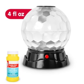 Play Day Light up Disco Ball Bubble Blower with 4 fl oz solution, 9-inch Automatic Bubble Machine for Kids Parties, Birthdays & Outdoor Play