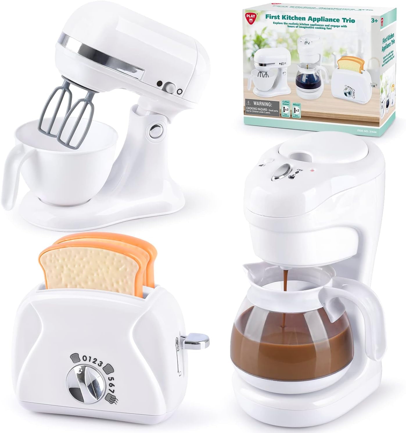 PLAY Kids Kitchen Appliance Toy Set Toddler Pretend Playset with Mixer Blender Toaster Coffee Maker Accessories Walmart