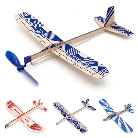 PLAY STEM Balsa Glider Wooden Aeroplanes DIY Wood Airplane Kit , STEM Flying Toy for Kids Ages 5+