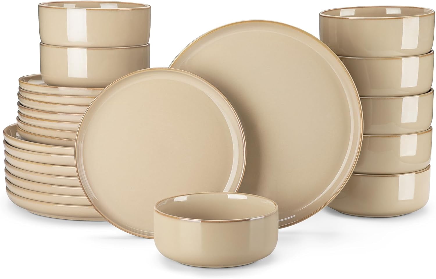 PLAYA Ceramic Plates And Bowls Sets 24 Count Brown Dinnerware Sets For playa-ceramic-plates-and-bowls-sets-24-count-brown-dinnerware-sets-for