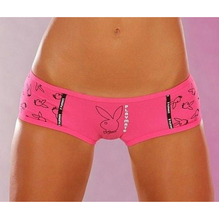 PLAYBOY Bunny Cotton Boyleg Boyshort Panty Playmate Underwear PLT194, Pink,  M 