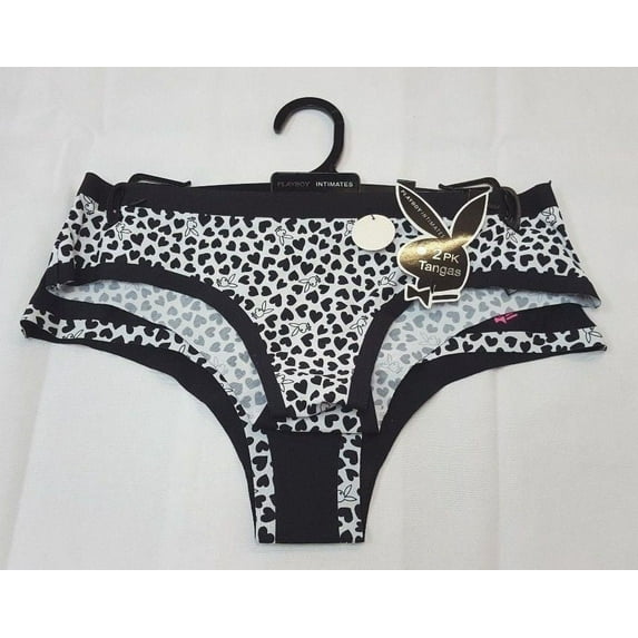 PLAYBOY Intimates 2 Pack Tangas No Panty Lines 2PKTG054, White, M