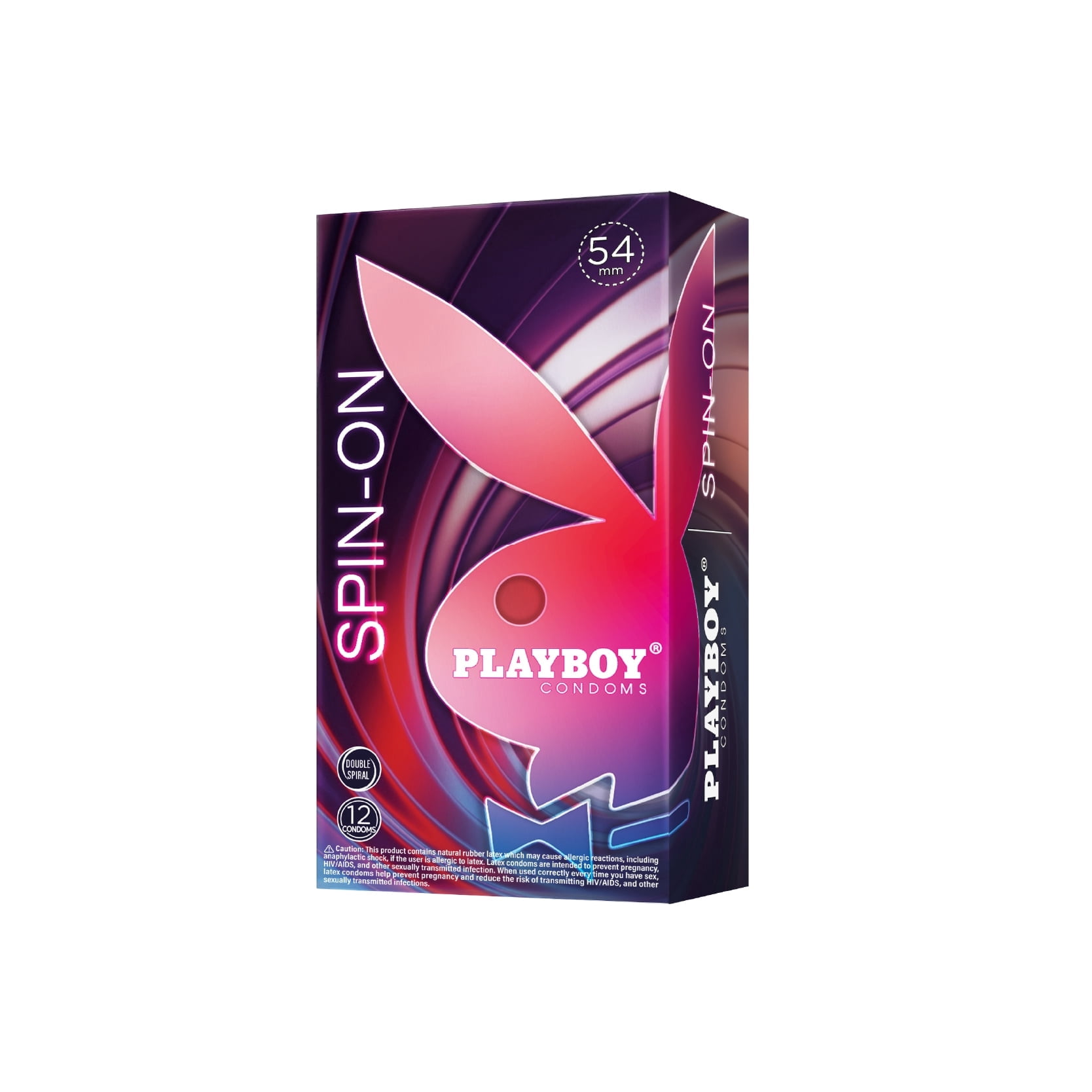 PLAYBOY SPIN-ON Condoms – Double Spiral Texture for Enhanced Pleasure, Premium Lubricated Latex, Triple Tested Protection, 12 Count