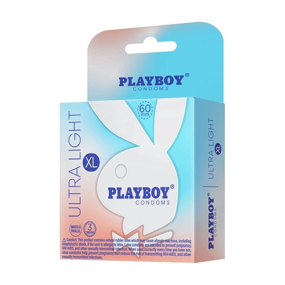 PLAYBOY Condoms ULTRA LIGHT XL, Extra Large Natural Feel Premium Lubricated Condoms - 3 Count