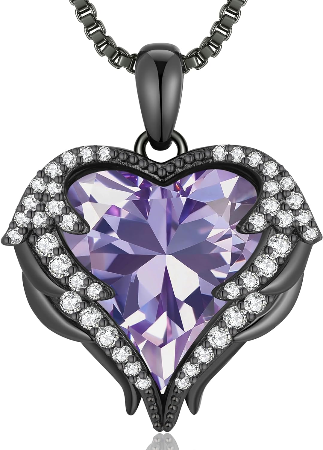 JBAERD Angel Wings Healing Crystal Necklace - Hexagonal Gemstone Pendant With Gift Box