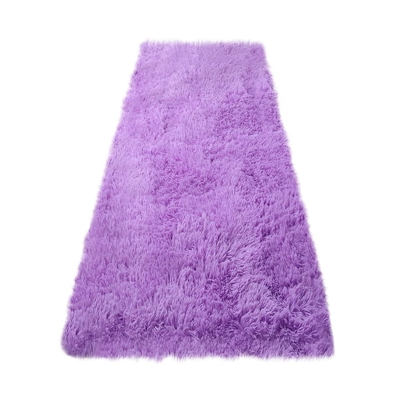 PLAYDEVMO Faux Sheepskin Area Rug 24x59 Inch Soft Shaggy Carpet for Bedroom Living Room - Plush Floor Mat Non-Slip Backing Tan Color Home Decor, Purple Pink
